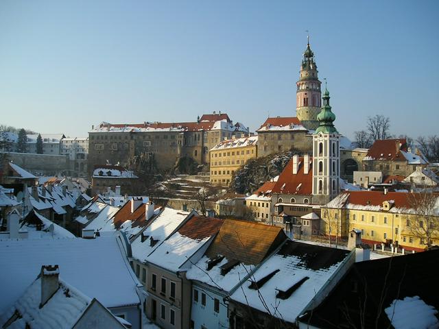 View on the downtown with castle