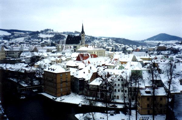 A view of Český Krumlov from the castle tower