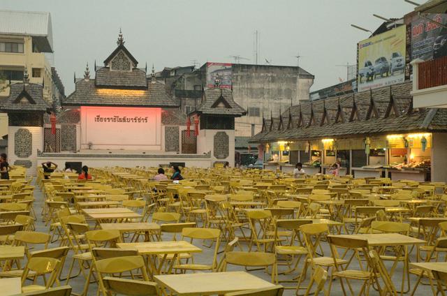 Night Bazaar food court opening up at dusk