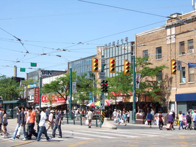 Crowds along Chinatown, on Spadina.