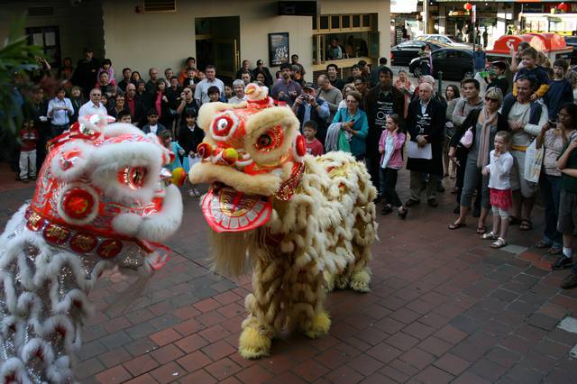 Lion dancing during the Sydney International Food Festival