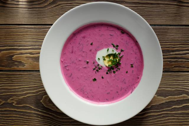 Chlodnik (cold borsht), as served in Poznań