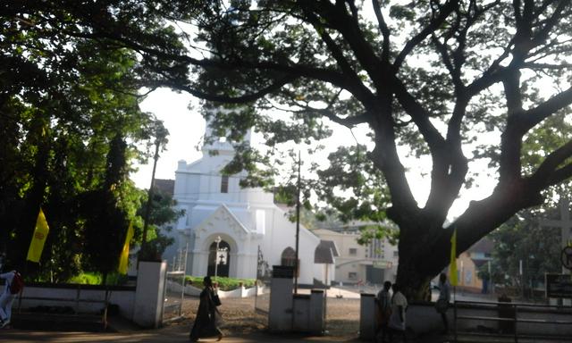 Christian church at Mananchira pond, Kozhikode, India.