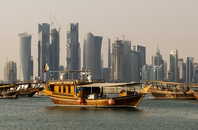 Traditional dhows along the Corniche