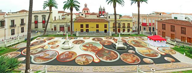 Corpus Christi volcanic sand 'carpet' in the Plaza del Ayuntamiento