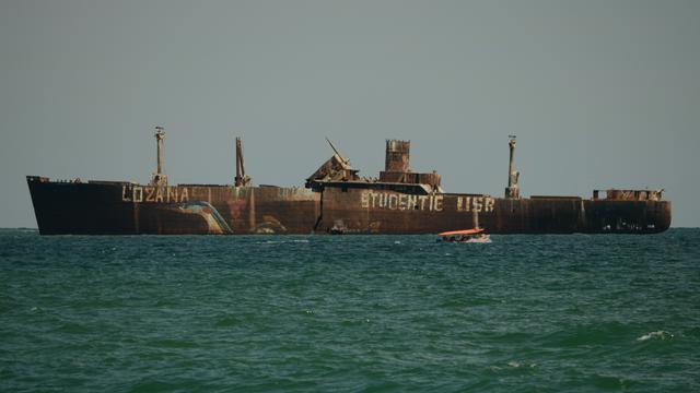 the shipwrecked boat Evanghelia