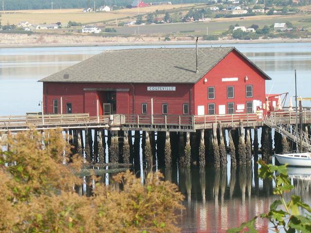 Old Grain Wharf, in the harbour of Coupeville, in the Central Whidbey Island Historic District, part of the Ebey's Landing National Historical Reserve.