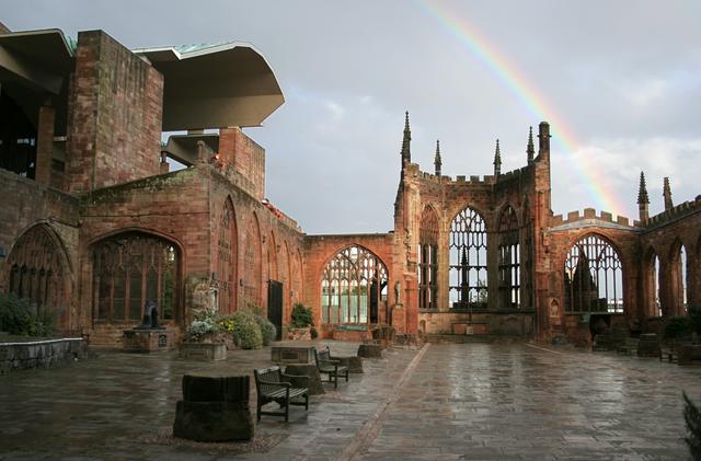 The old Coventry Cathedral, preserved as a relic