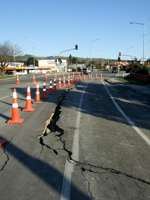 Earthquake damage to a road