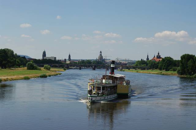 One of the many paddle steamers operating on the river Elbe