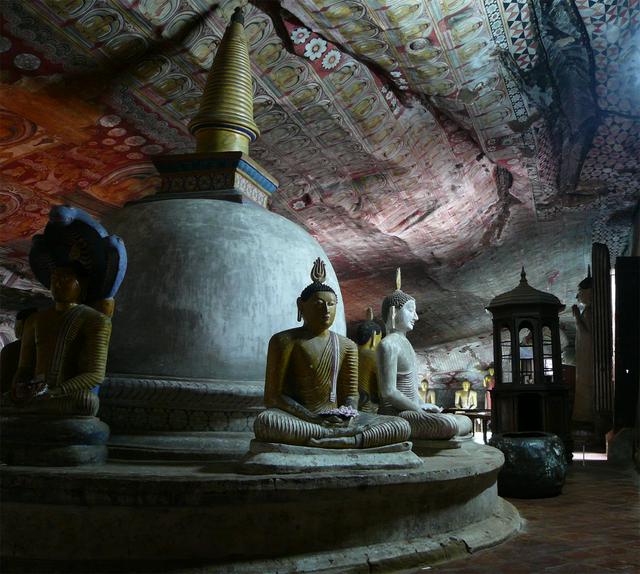  One of the five caves on Dambulla cave temple