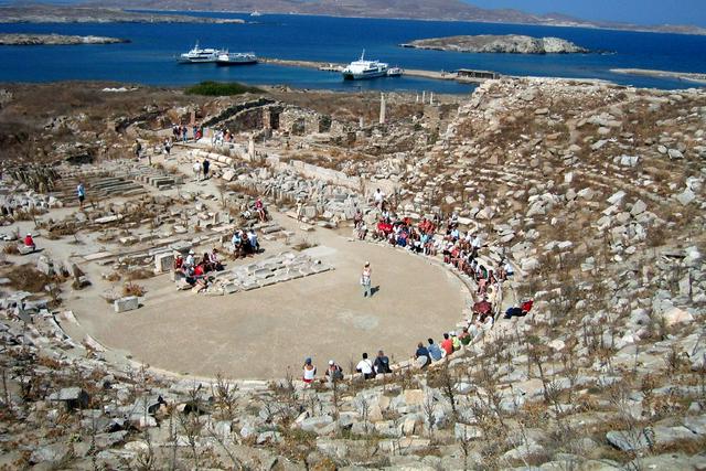 Preserved marble theatre in Delos