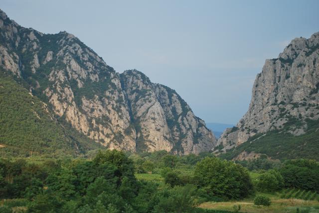 The "Iron Gate" of the Demir Kapija Canyon, leading to the town