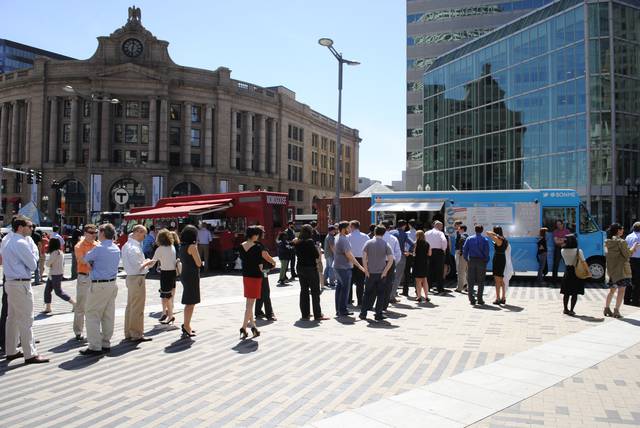 Downtown blue shirts just can't say no to good food on the go