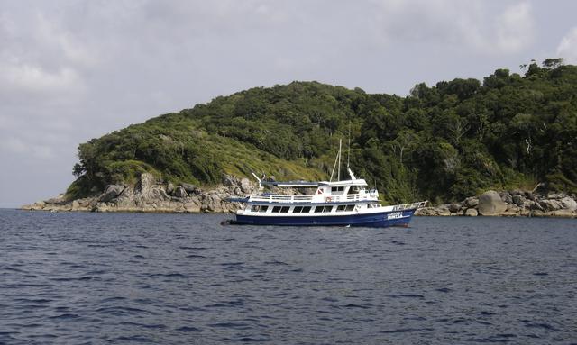 A dive boat in the Similan Islands