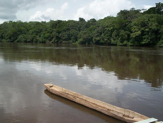 Dja River and a pirogue