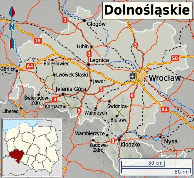 Map of Dolnośląskie (Lower Silesia)