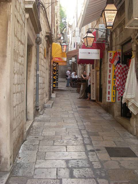 A lane with tourist shops in Dubrovnik