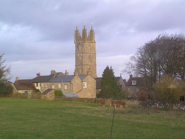 The hilltop parish church of St Michael the Archangel in Dundry, built from yellow, oolitic limestone and commanding views for miles around