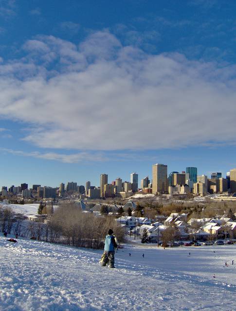 Edmonton skyline on a warm winter day.