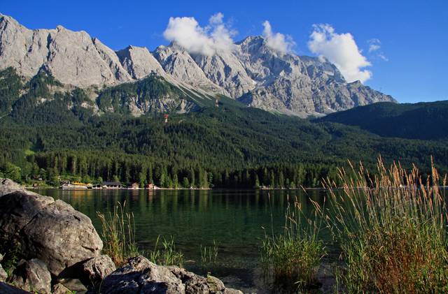 View of Eibsee and the Zugspitze