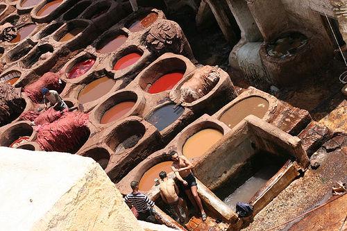 Leather-dyeing pits in Fes