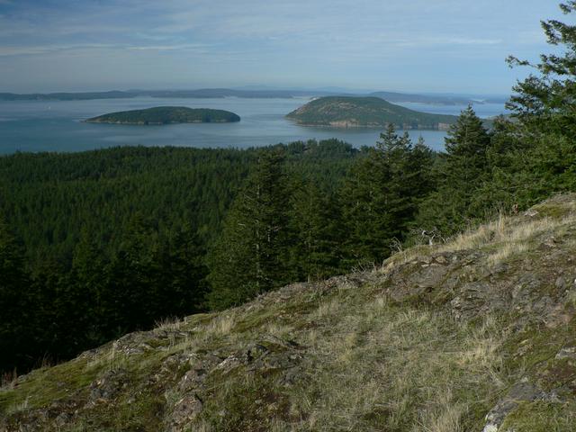 Fidalgo Island Burrows Bay and Allen (left) and Burrows Islands (right); Lopez Island (behind)