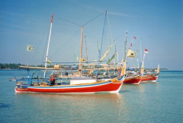 Karimun Java Fishing boats in the main harbour Jepara