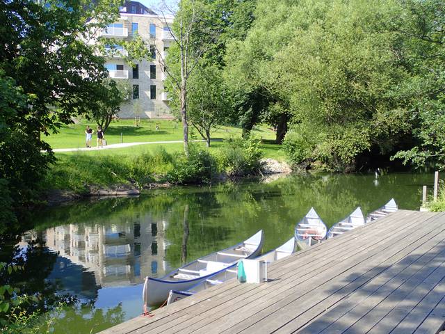 Canoes for rent at Folkestedet