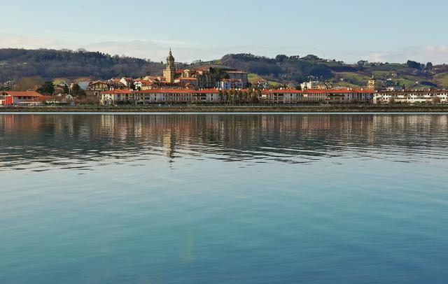 View of Hondarribia from Hendaye, France, over the bay