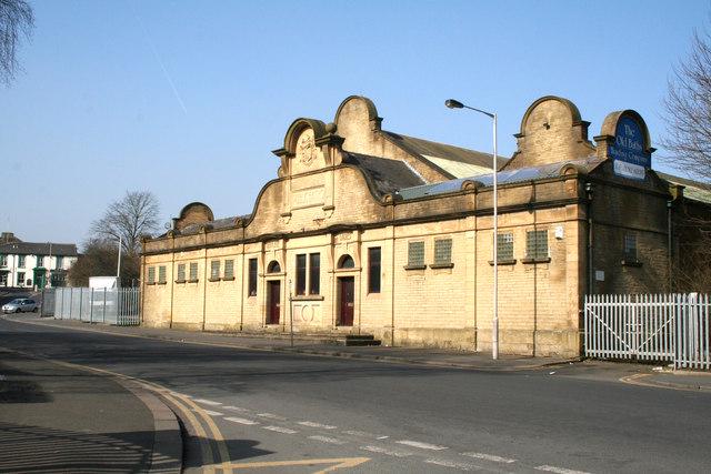 Former Public Baths in Bradley Road that were closed in the 1970s or 1980s when the Pendle Wavelengths pool was opened nearby. It's one of Nelson's most distinctive buildings and is now in use as an office furniture supplier.