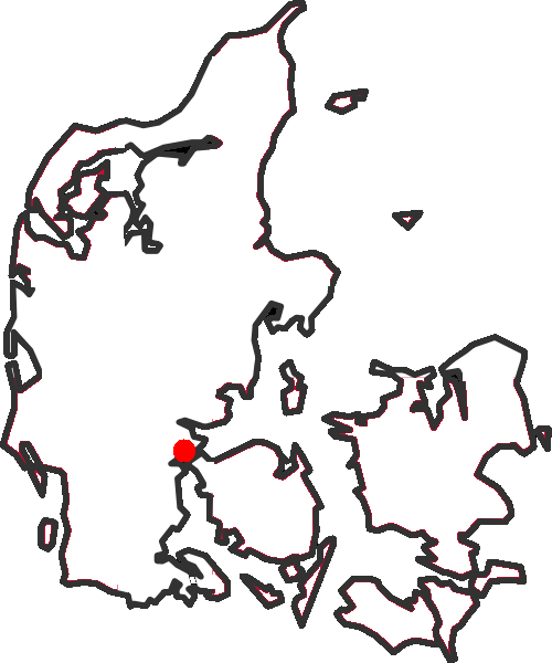 Location of Fredericia in Denmark.