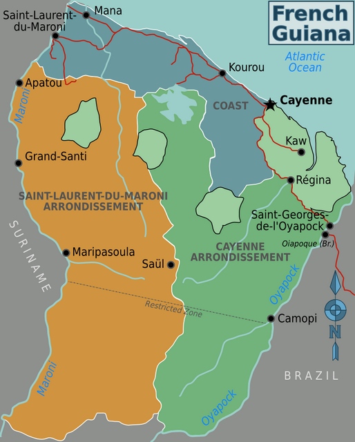 Map of French Guiana