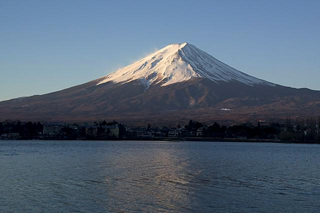 Mt. Fuji at sunrise, seen from the Fuji Five Lakes