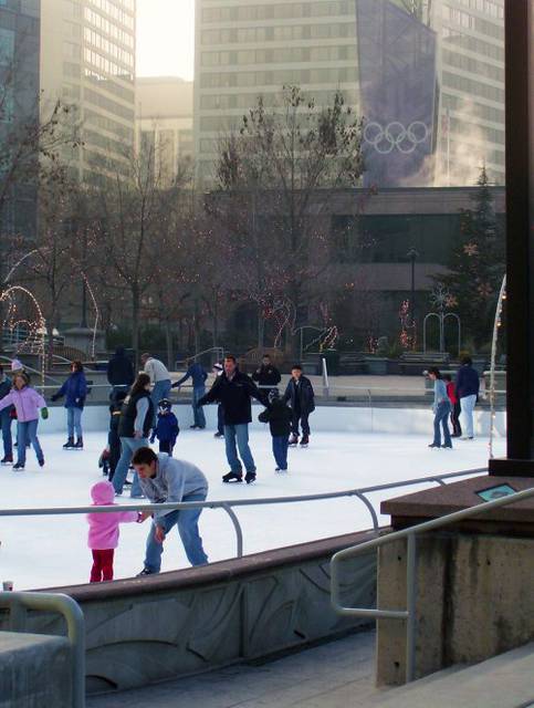 Gallivan Center skating rink during the winter