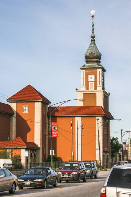 The Gateway Theatre in Jefferson Park, seat of the Copernicus Foundation. The theater's Baroque spire is a replica of the Royal Castle in Warsaw.