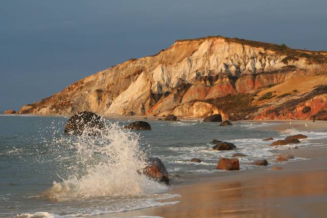 Waves crash against the Clay cliffs of Aquinnah; Martha's Vineyard