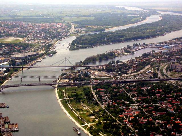 Overview of the three Belgrade bridges: Gazela Bridge, Old Railroad Bridge, and New Railroad Bridge