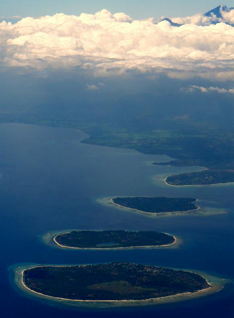 Looking toward Tanjung, viewed from the Gili islands, with Mt Rinjani in the background
