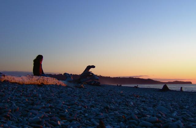 Gillespie Beach's quartz pebbles and black sand