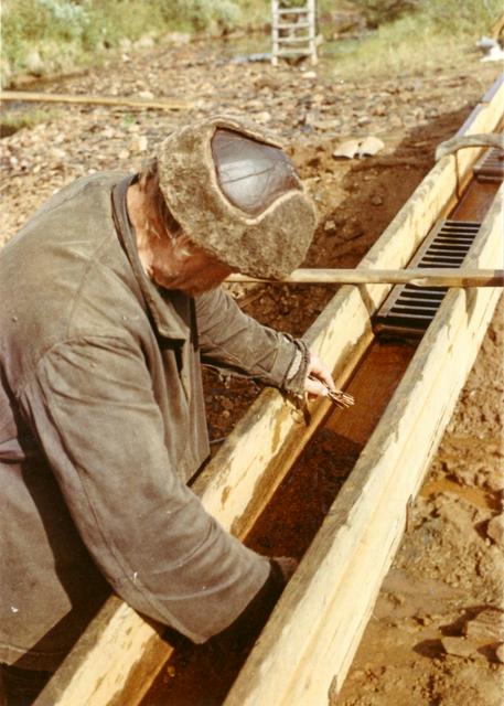 Gold mining in the park: most dirt is washed away before the panning stage.