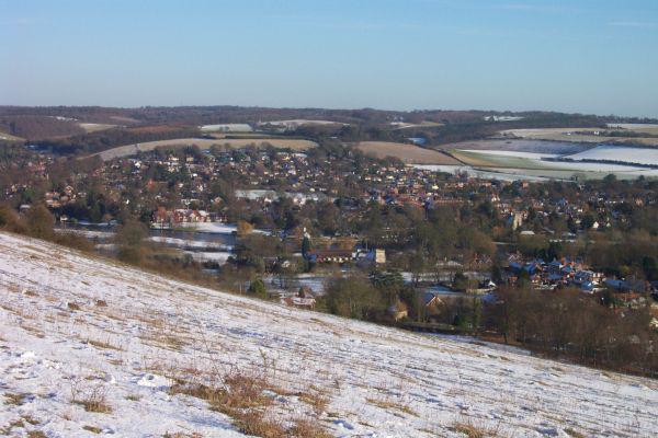 Goring & Streatley from Lough Down on a snowy January day