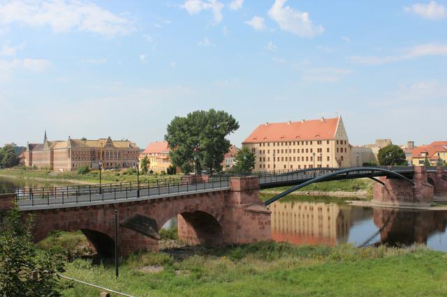 Gymnasium St. Augustin, Pöppelmann bridge, court building by the Mulde river