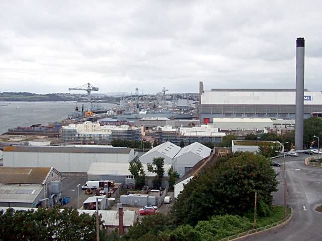 The Royal Navy's base in Plymouth, HMNB Devonport, on the waters of the Hamoaze (i.e. estuary of the River Tamar)