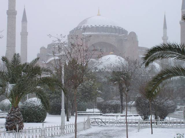 It can be cloudy, rainy, or even snowy in Istanbul