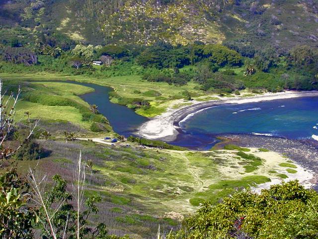 Mouth of Hālawa Valley on the eastern end of the Island of Moloka'i