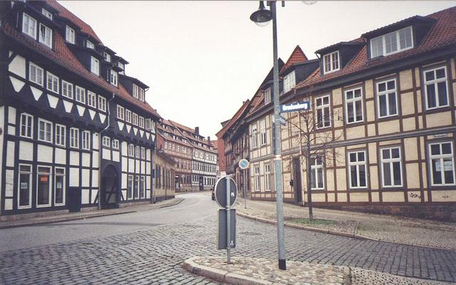 There are many half timbered houses and cobbled streets in Halberstadt