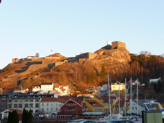 Fredriksten Fortress seen from the harbour