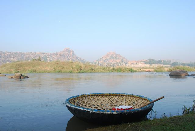 Cross the river in a coracle ferry