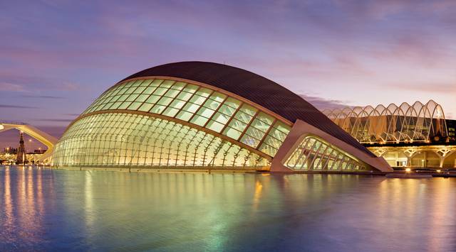 L'Hemisfèric, in The City of Arts and Sciences (Spanish: Ciudad de Las Artes y Las Ciencias) (Valencia)